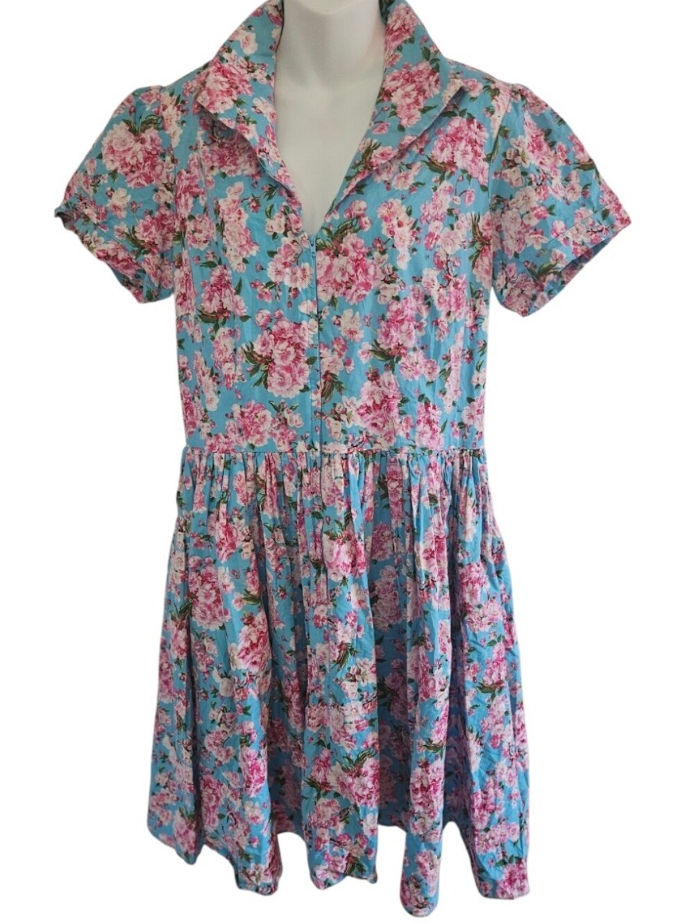 Bernie Dexter Cherry Blossoms  Floral Zipper-vintage Pin-up Retro Dress -1x